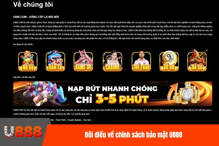 Đôi điều về chính sách bảo mật U888
