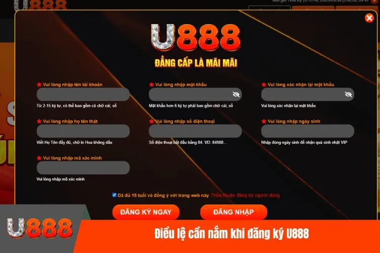 Điều lệ cần nắm khi đăng ký U888